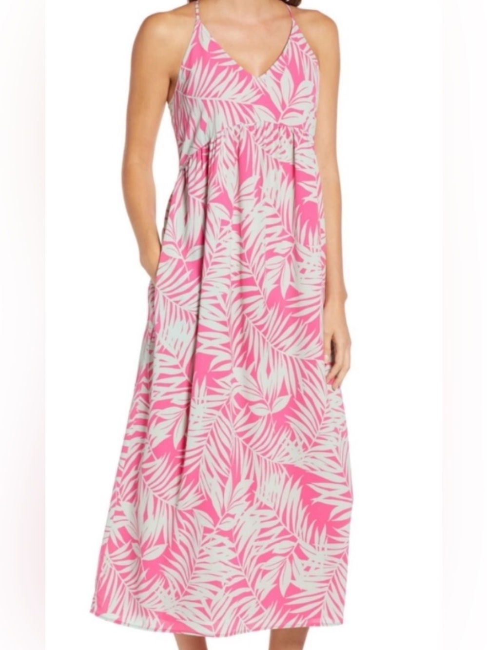 Gibson x Hi Sugarplum Naples Swing Halter Dress in the "Pink Fern" print